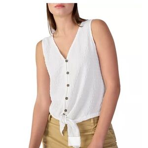 Sanctuary Women's White Button-Down Tie-Front Tank Top